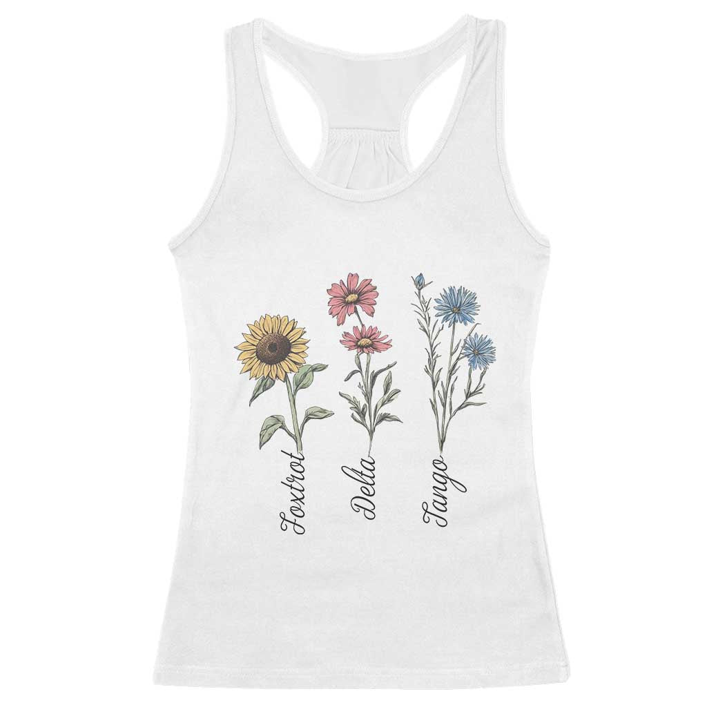 Floral FDT Foxtrot Delta Tango Racerback Tank Top Funny Offensive Retro