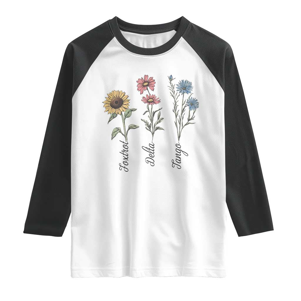 Floral FDT Foxtrot Delta Tango Raglan Shirt Funny Offensive Retro