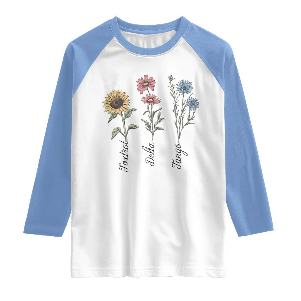 Floral FDT Foxtrot Delta Tango Raglan Shirt Funny Offensive Retro