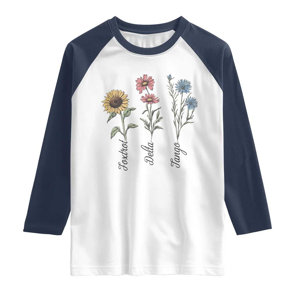 Floral FDT Foxtrot Delta Tango Raglan Shirt Funny Offensive Retro
