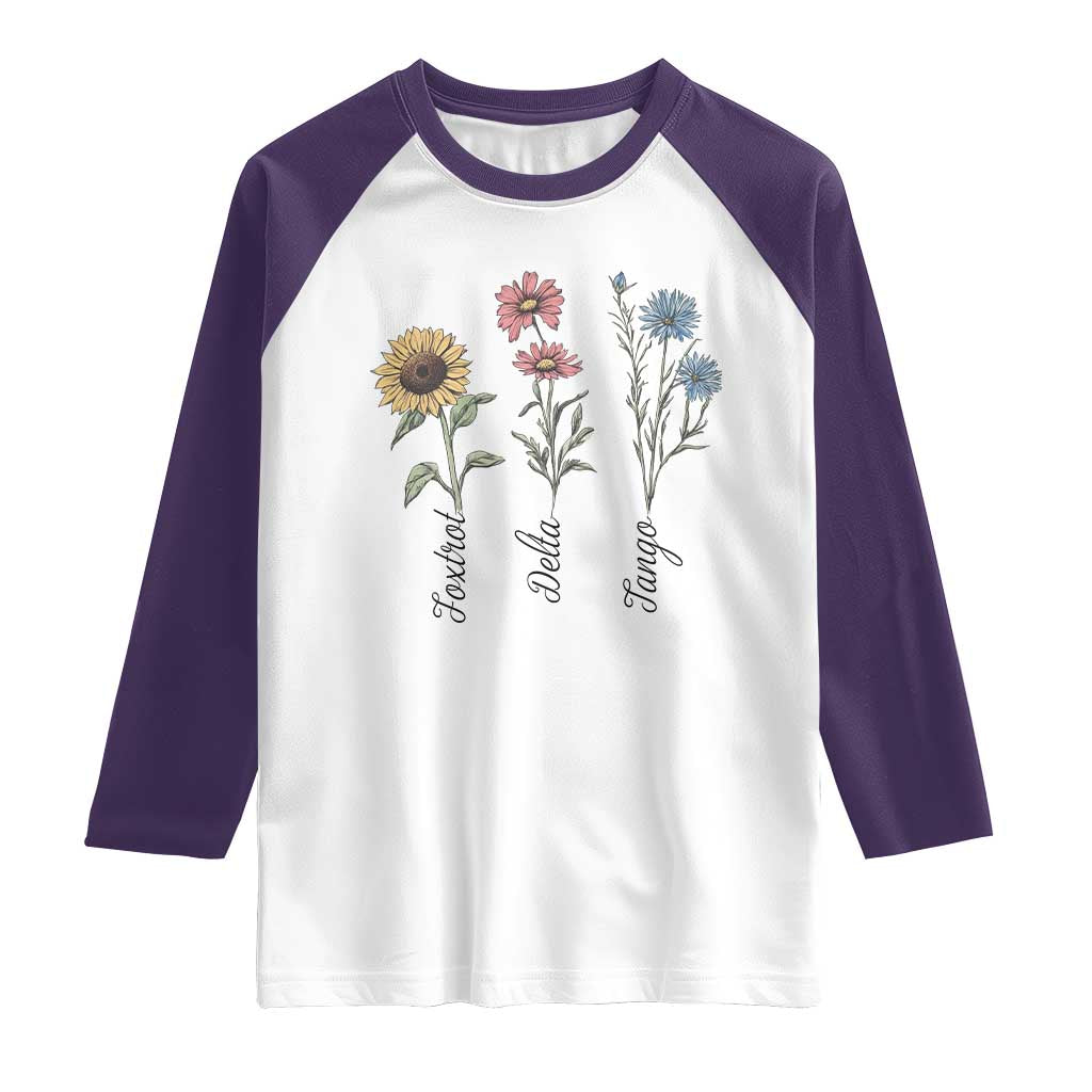 Floral FDT Foxtrot Delta Tango Raglan Shirt Funny Offensive Retro