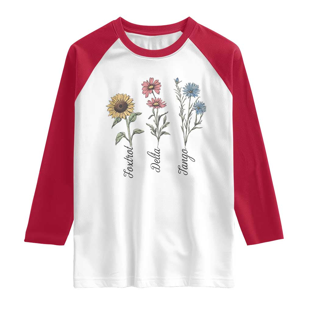Floral FDT Foxtrot Delta Tango Raglan Shirt Funny Offensive Retro