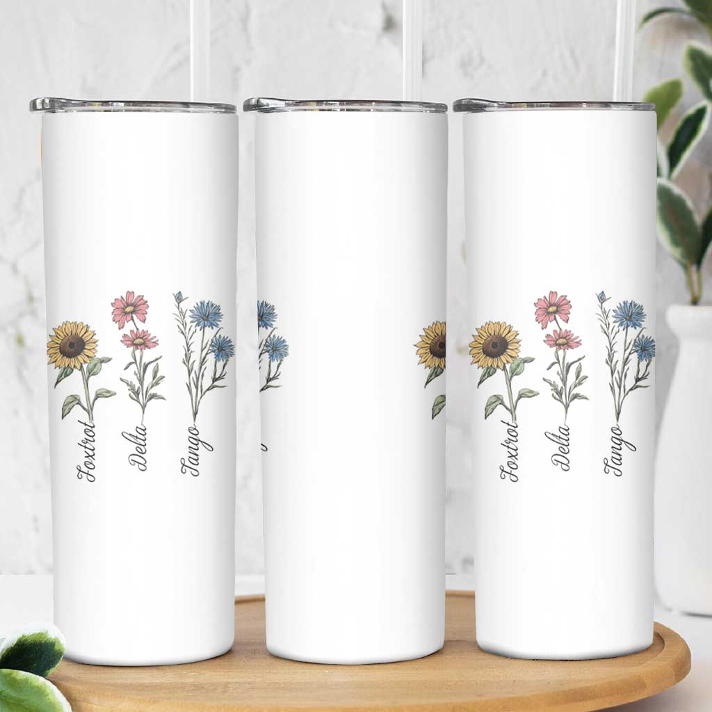 Floral FDT Foxtrot Delta Tango Skinny Tumbler Funny Offensive Retro