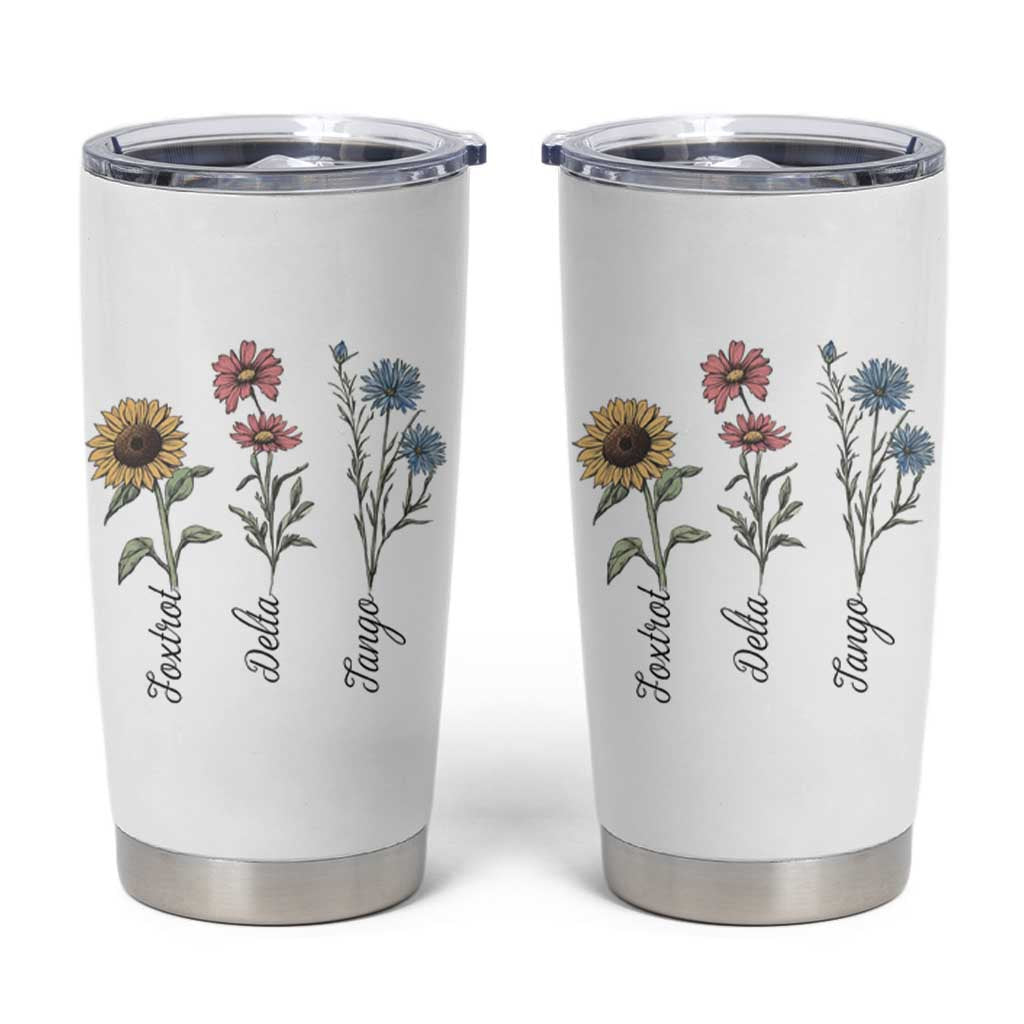 Floral FDT Foxtrot Delta Tango Tumbler Cup Funny Offensive Retro