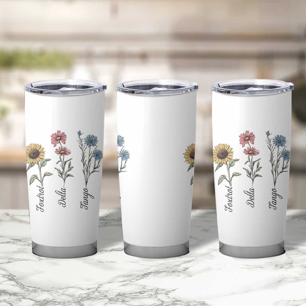 Floral FDT Foxtrot Delta Tango Tumbler Cup Funny Offensive Retro