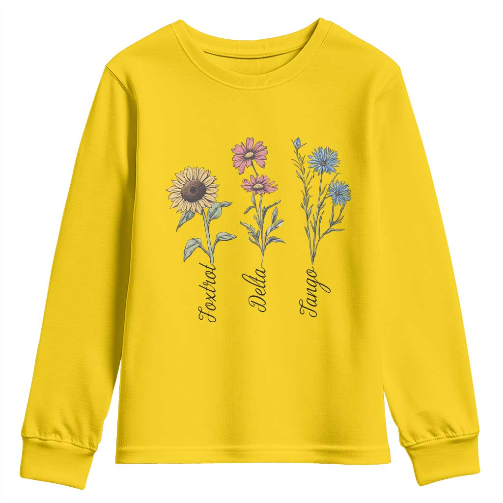 Floral FDT Foxtrot Delta Tango Youth Sweatshirt Funny Offensive Retro
