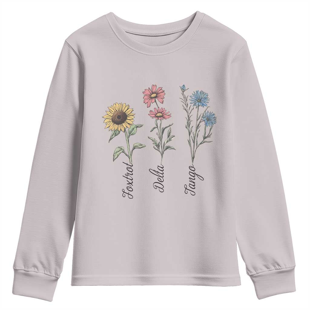 Floral FDT Foxtrot Delta Tango Youth Sweatshirt Funny Offensive Retro