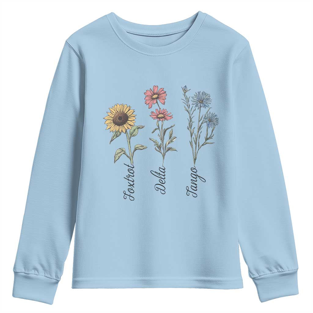 Floral FDT Foxtrot Delta Tango Youth Sweatshirt Funny Offensive Retro