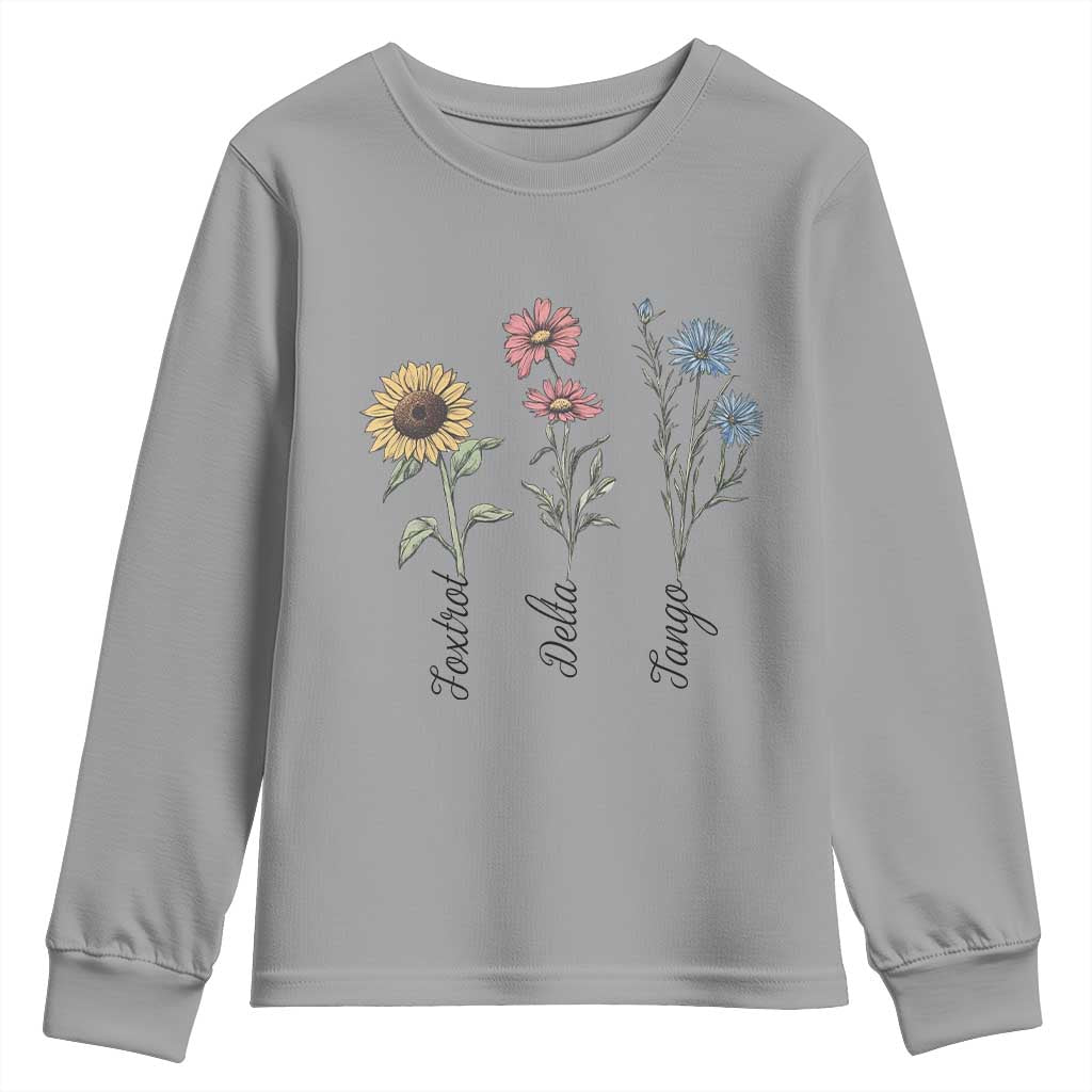 Floral FDT Foxtrot Delta Tango Youth Sweatshirt Funny Offensive Retro