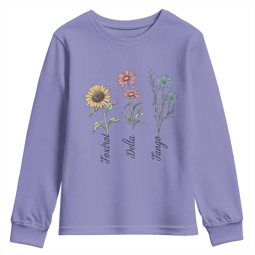 Floral FDT Foxtrot Delta Tango Youth Sweatshirt Funny Offensive Retro