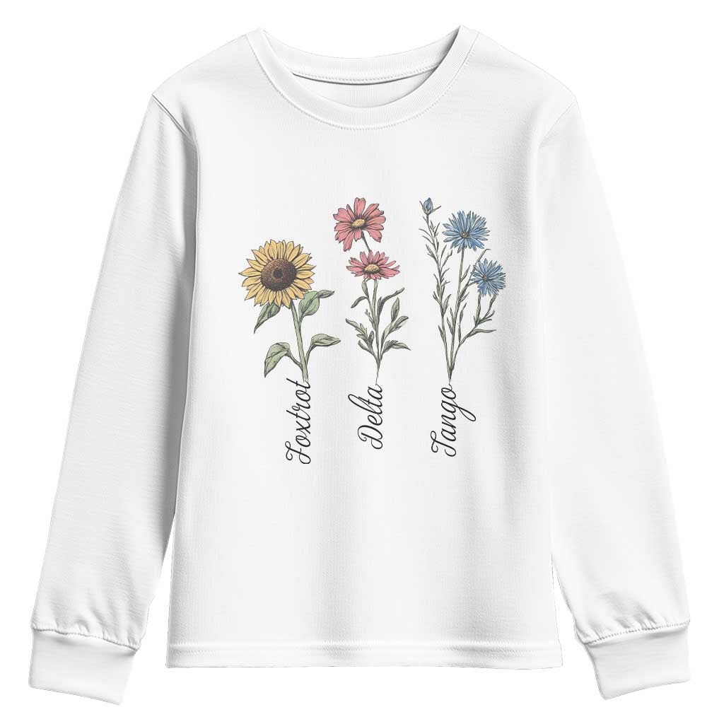 Floral FDT Foxtrot Delta Tango Youth Sweatshirt Funny Offensive Retro