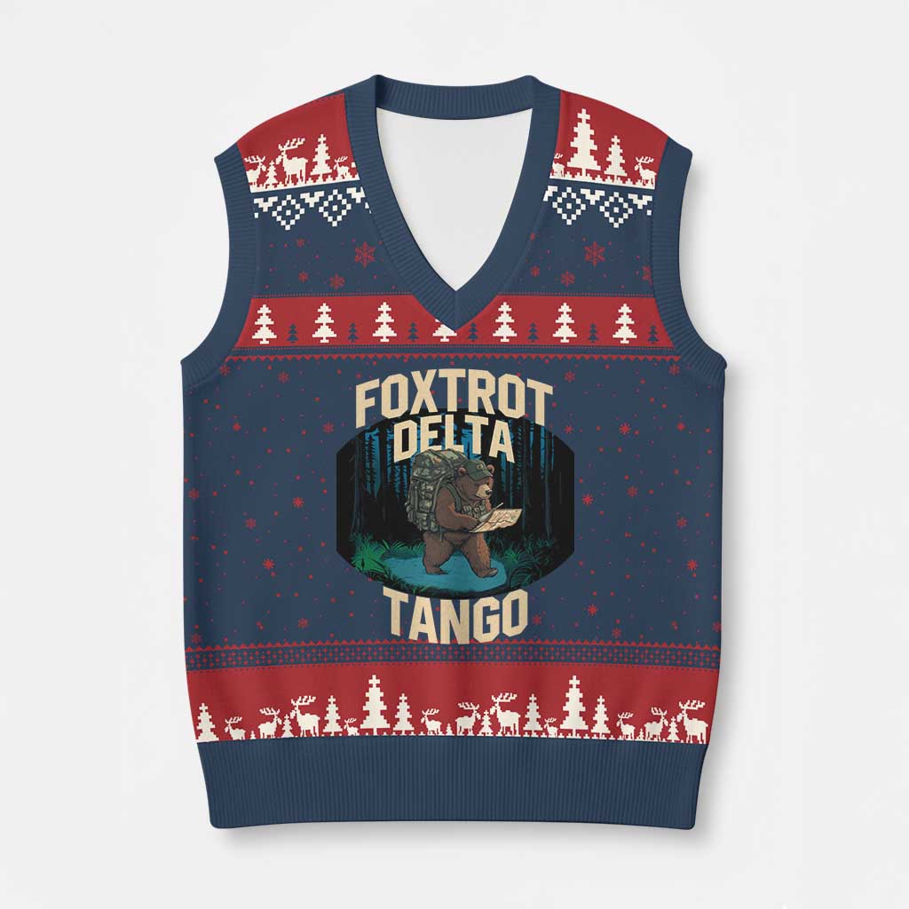 Foxtrots Deltas Tangos Funny Bear Resist V-Neck Knit Sweater Vest Protect Our National Parks - Wonder Print Shop