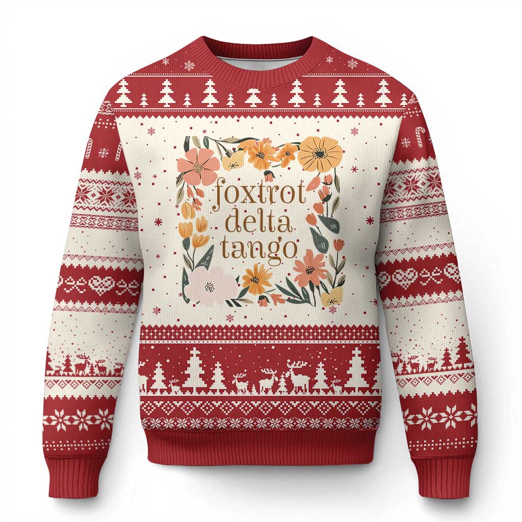 Foxtrots Deltas Tangos Boho Floral Ugly Christmas Sweater Funny Offensive - Wonder Print Shop
