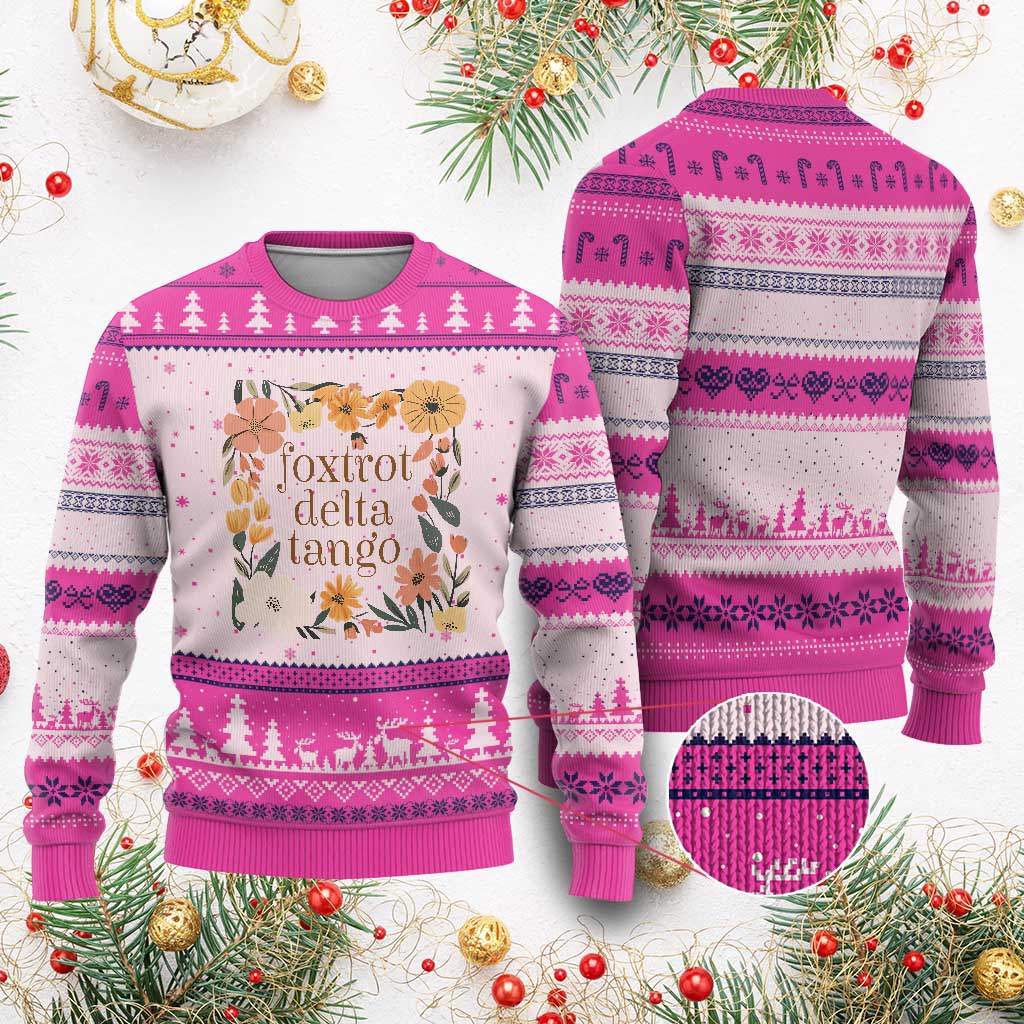 Foxtrots Deltas Tangos Boho Floral Ugly Christmas Sweater Funny Offensive - Wonder Print Shop