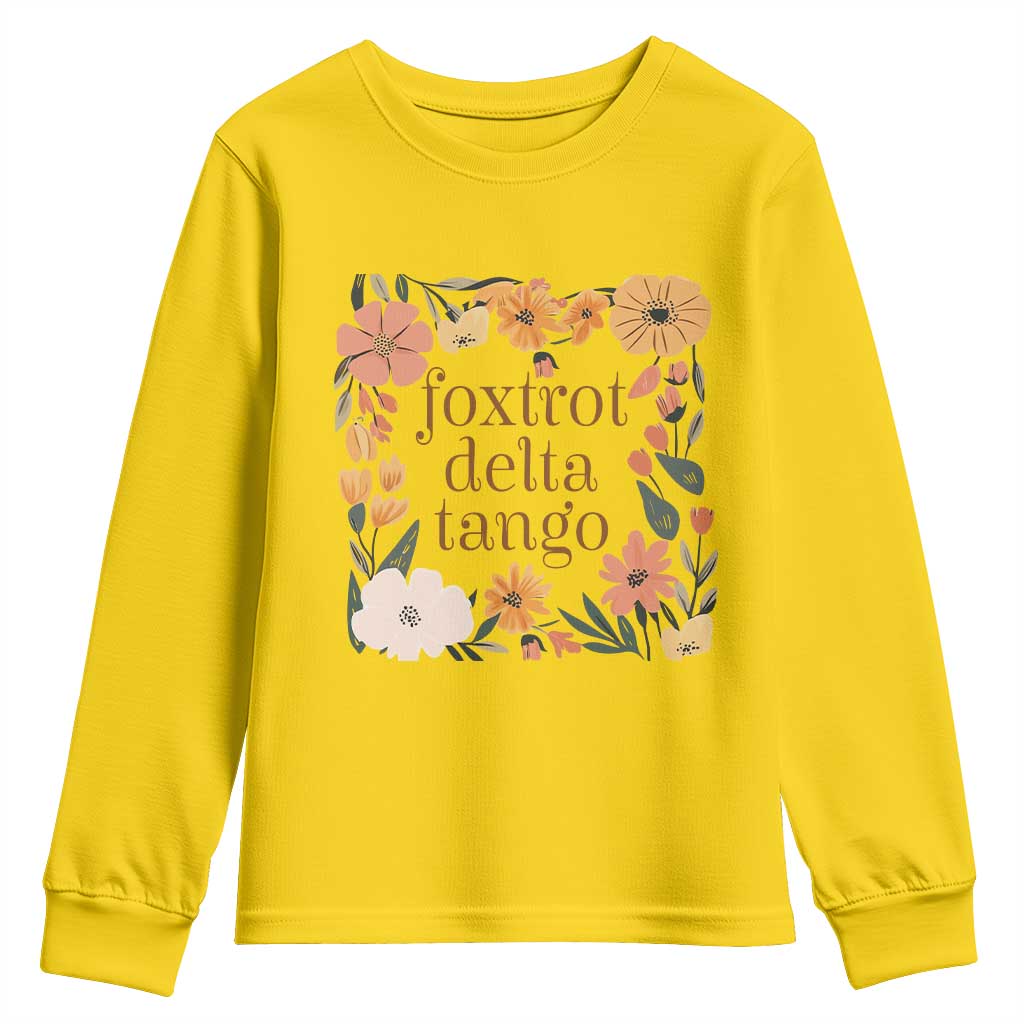 Foxtrots Deltas Tangos Boho Floral Youth Sweatshirt Funny Offensive