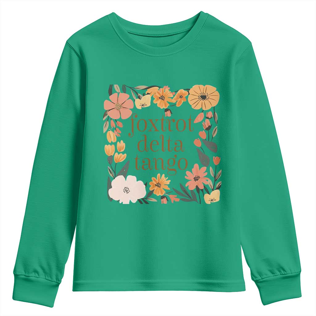 Foxtrots Deltas Tangos Boho Floral Youth Sweatshirt Funny Offensive
