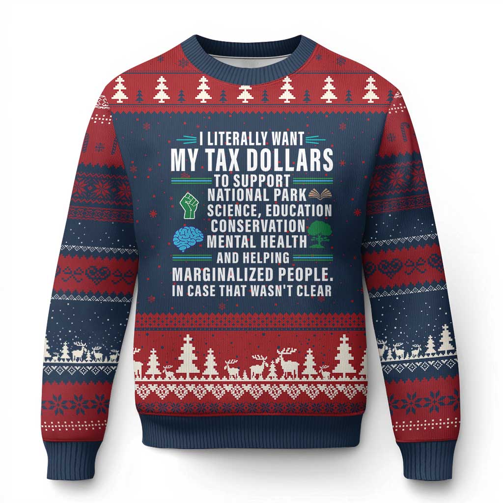 I Literally Want My Tax Dollars To Support National Parks Ugly Christmas Sweater In Case That Wasn't Clear - Wonder Print Shop