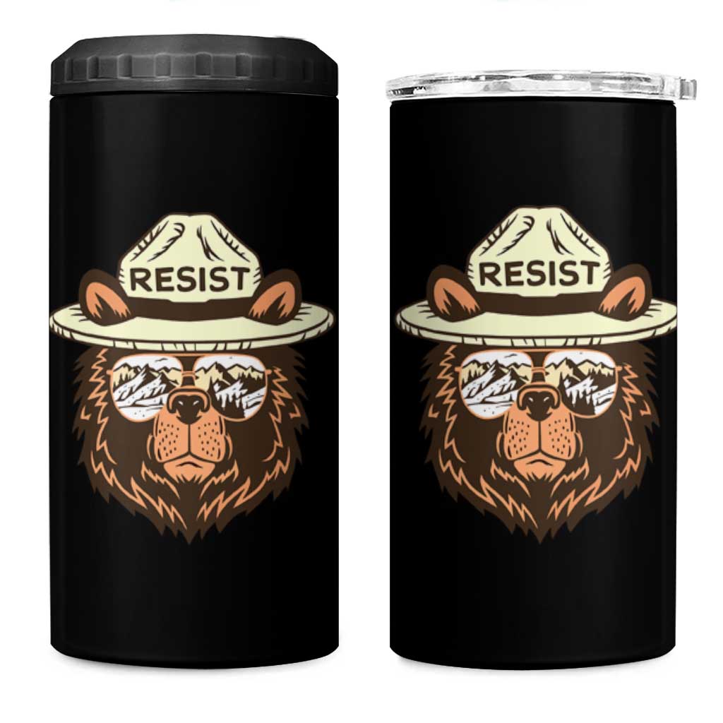 Resist Bear Retro Vintage 4 in 1 Can Cooler Tumbler