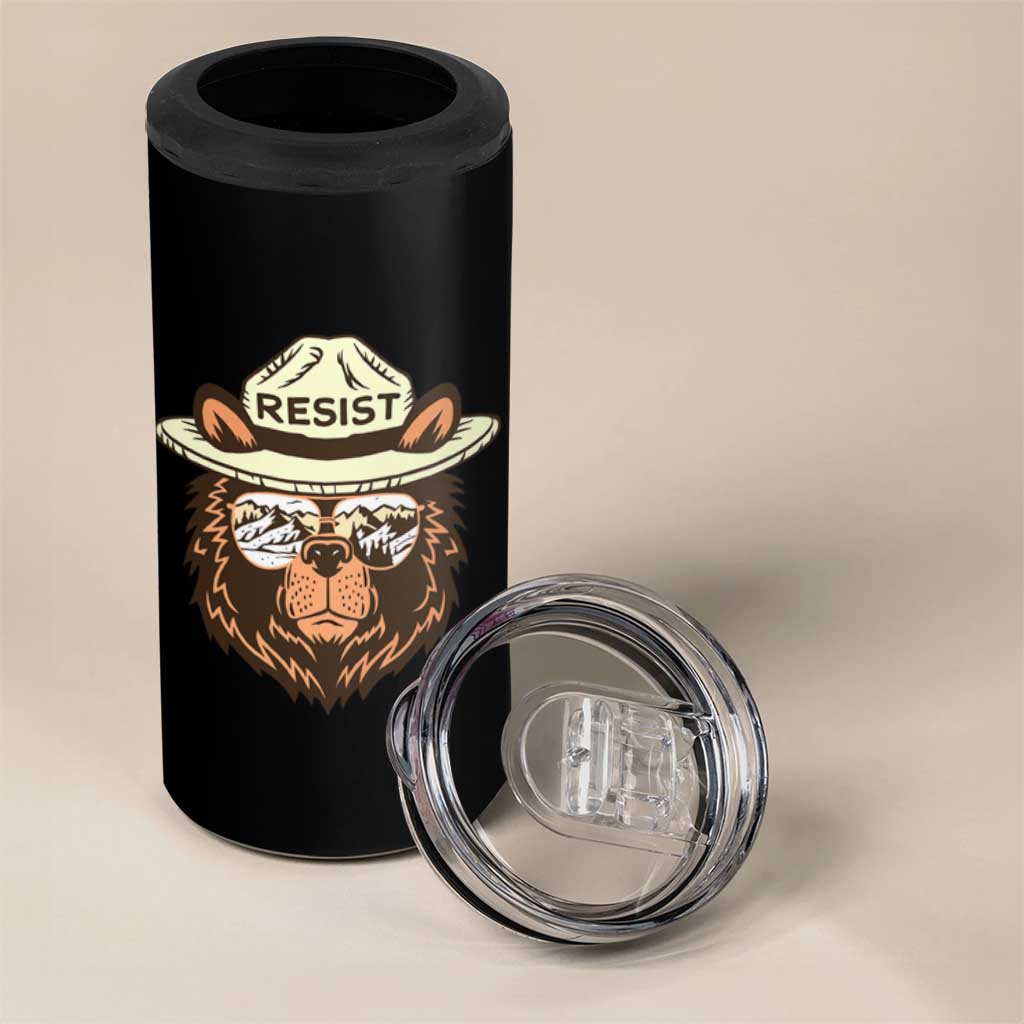 Resist Bear Retro Vintage 4 in 1 Can Cooler Tumbler