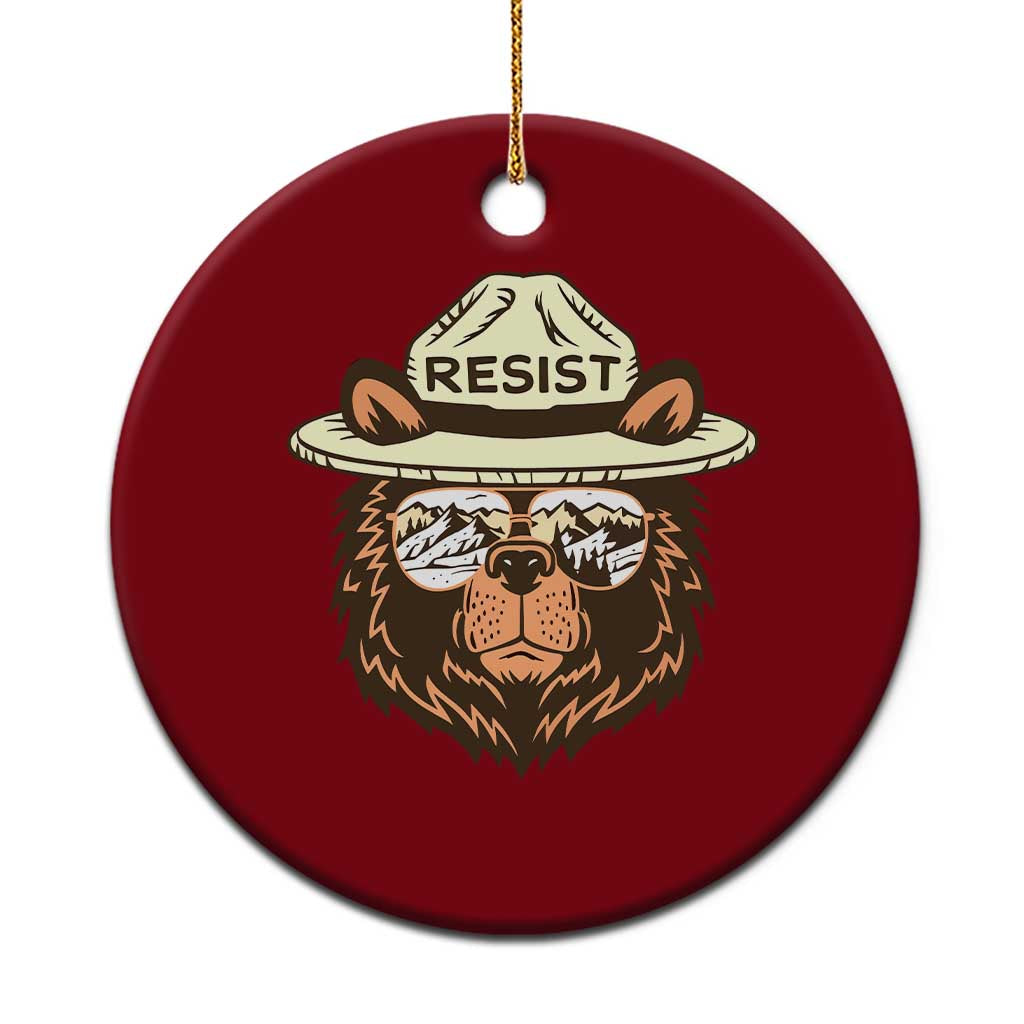 Resist Bear Retro Vintage Ceramic Ornament - Wonder Print Shop