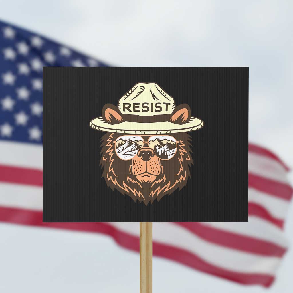 Resist Bear Retro Vintage Protest Sign - Wonder Print Shop
