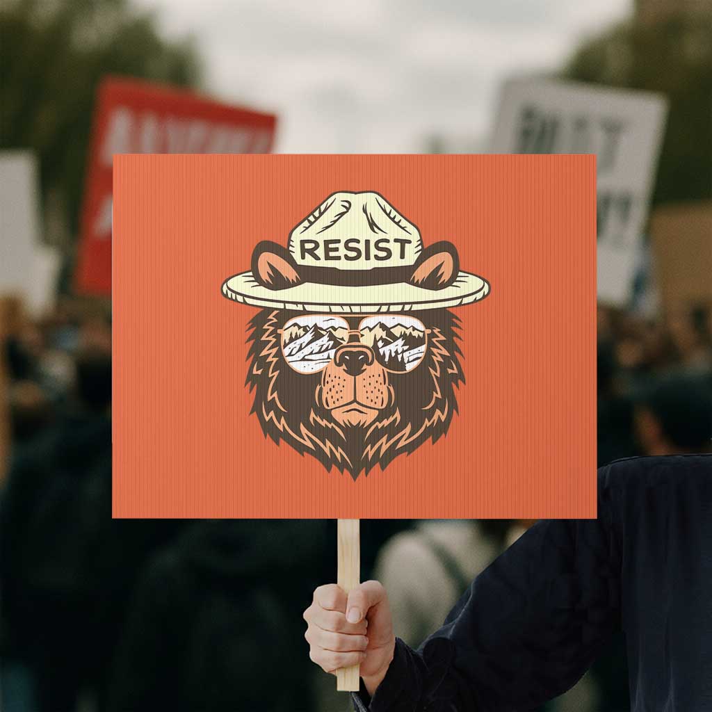 Resist Bear Retro Vintage Protest Sign - Wonder Print Shop