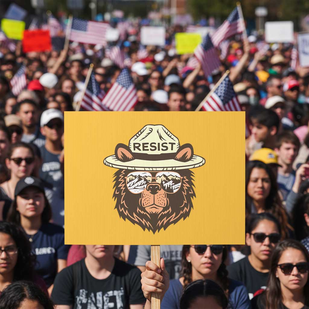 Resist Bear Retro Vintage Protest Sign - Wonder Print Shop
