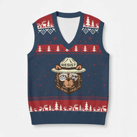 Resist Bear Retro Vintage V-Neck Knit Sweater Vest - Wonder Print Shop