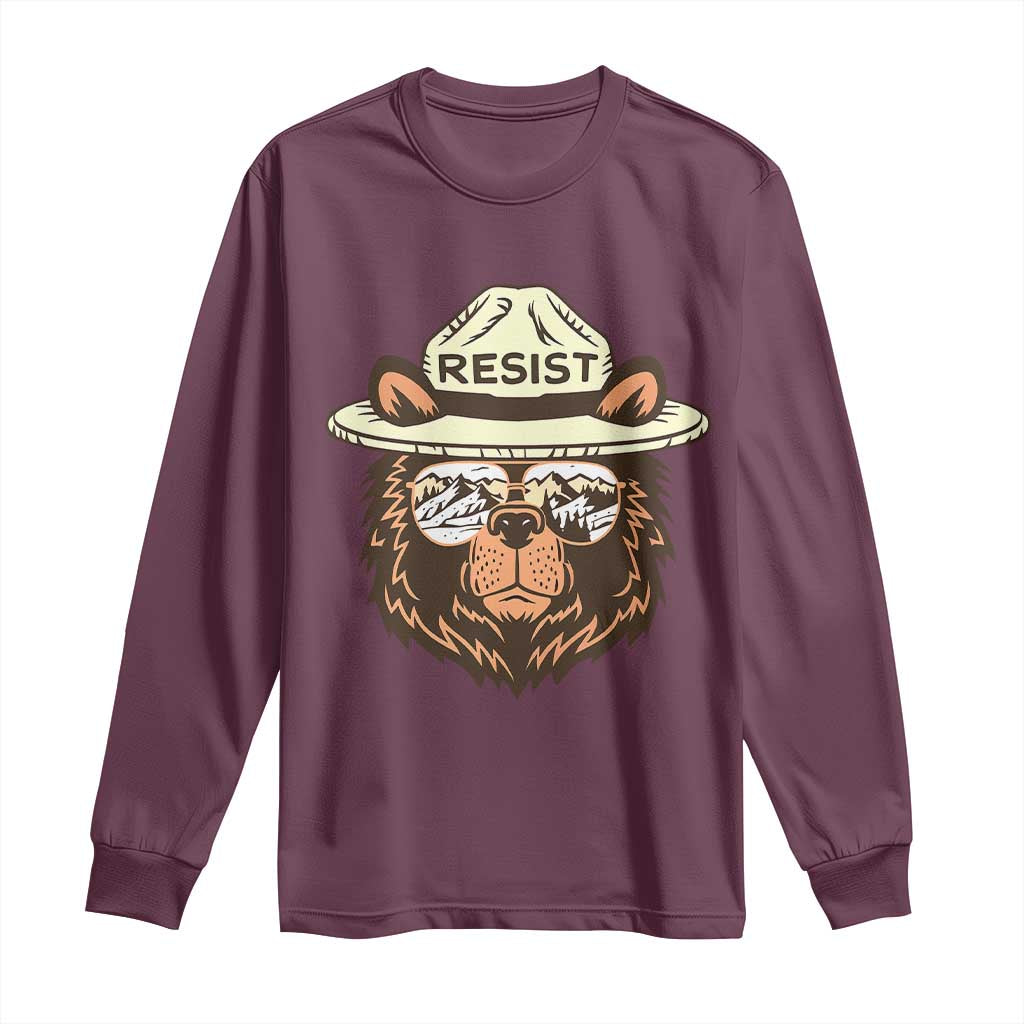 Resist Bear Retro Vintage Long Sleeve Shirt