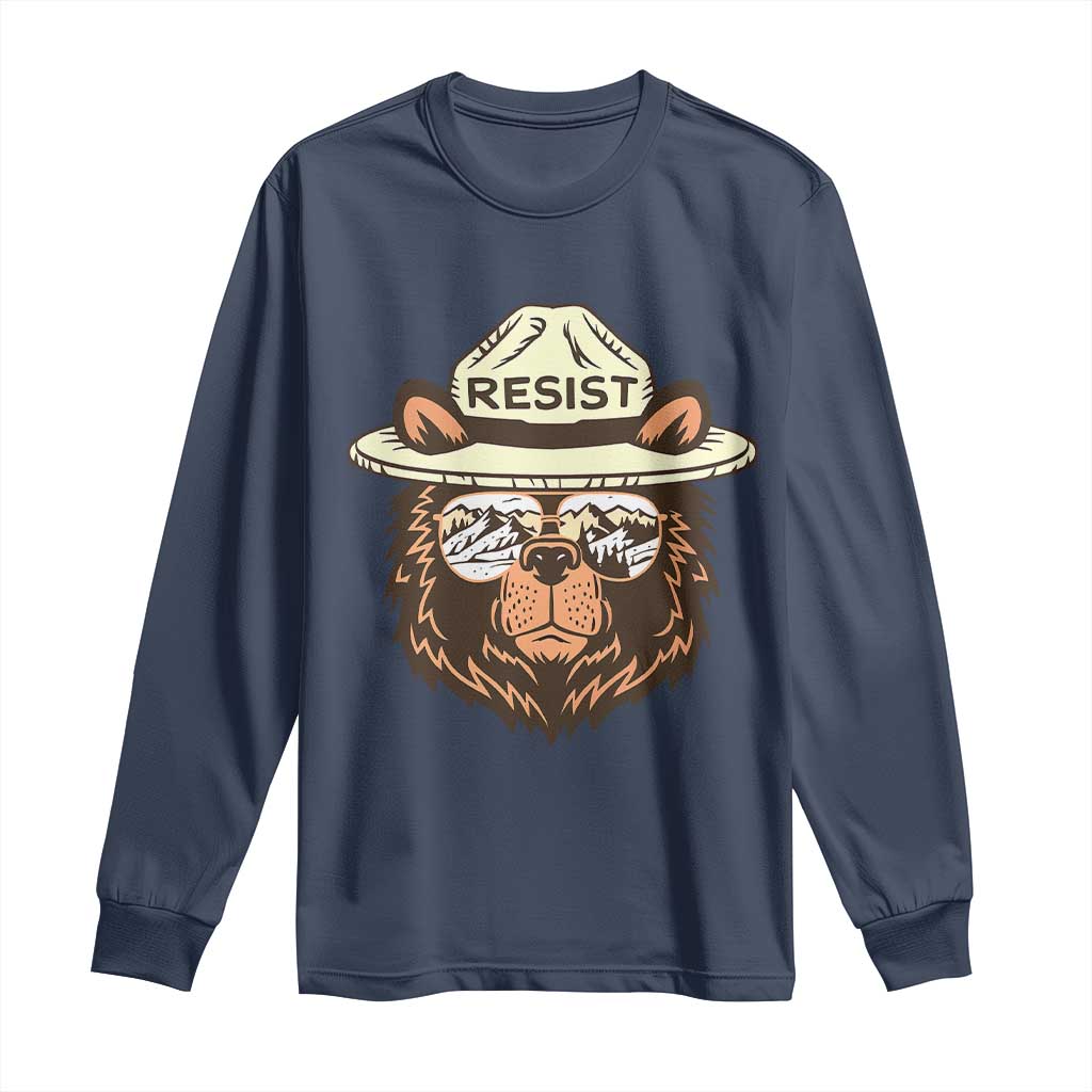 Resist Bear Retro Vintage Long Sleeve Shirt