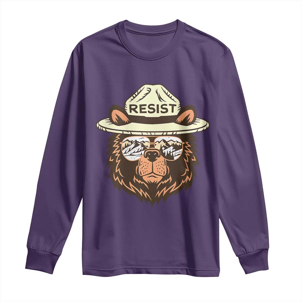 Resist Bear Retro Vintage Long Sleeve Shirt
