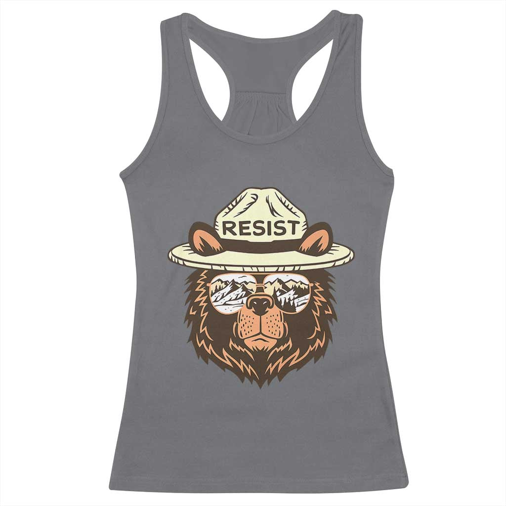 Resist Bear Retro Vintage Racerback Tank Top