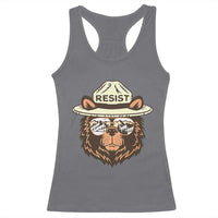 Resist Bear Retro Vintage Racerback Tank Top