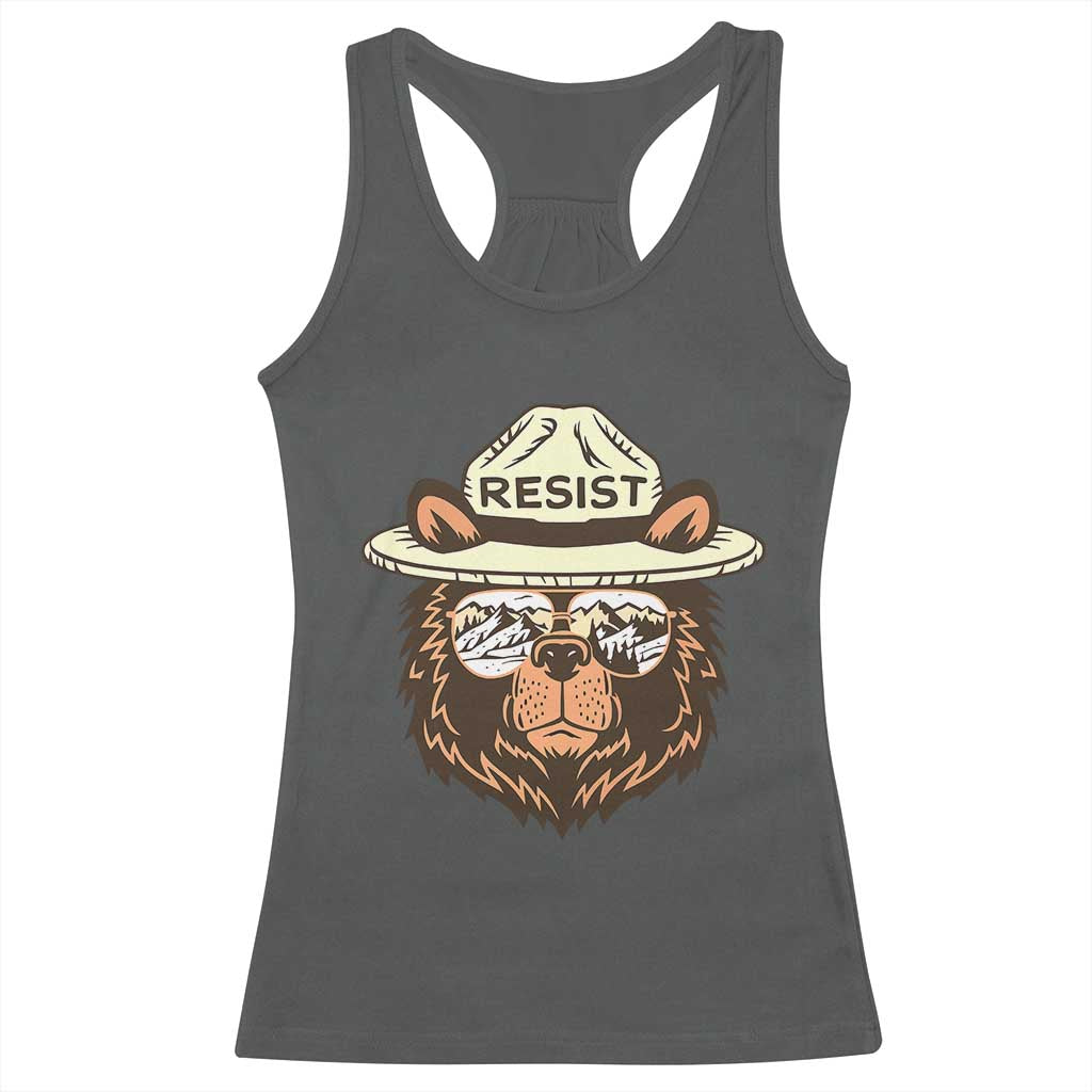 Resist Bear Retro Vintage Racerback Tank Top