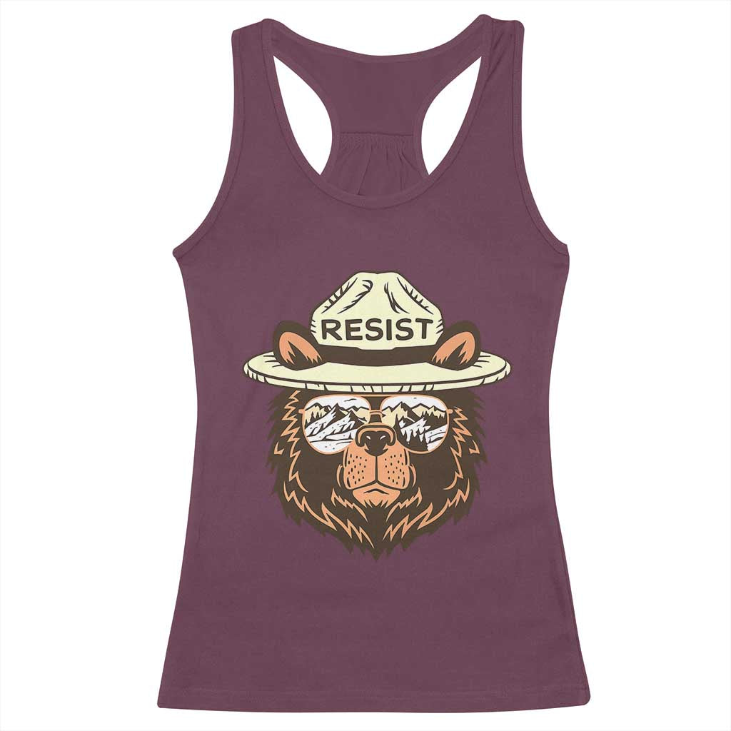 Resist Bear Retro Vintage Racerback Tank Top