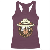 Resist Bear Retro Vintage Racerback Tank Top