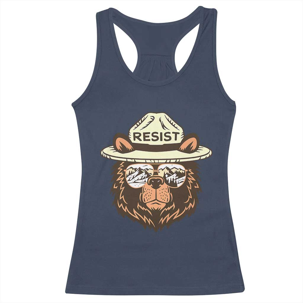 Resist Bear Retro Vintage Racerback Tank Top