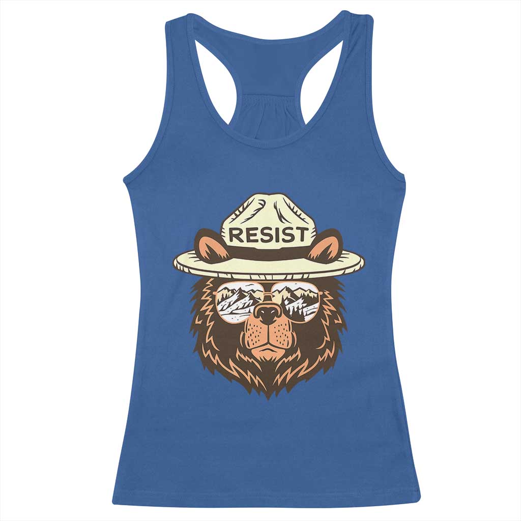 Resist Bear Retro Vintage Racerback Tank Top