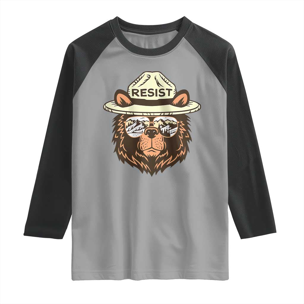 Resist Bear Retro Vintage Raglan Shirt