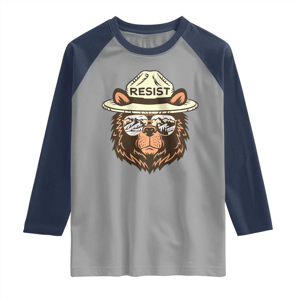 Resist Bear Retro Vintage Raglan Shirt