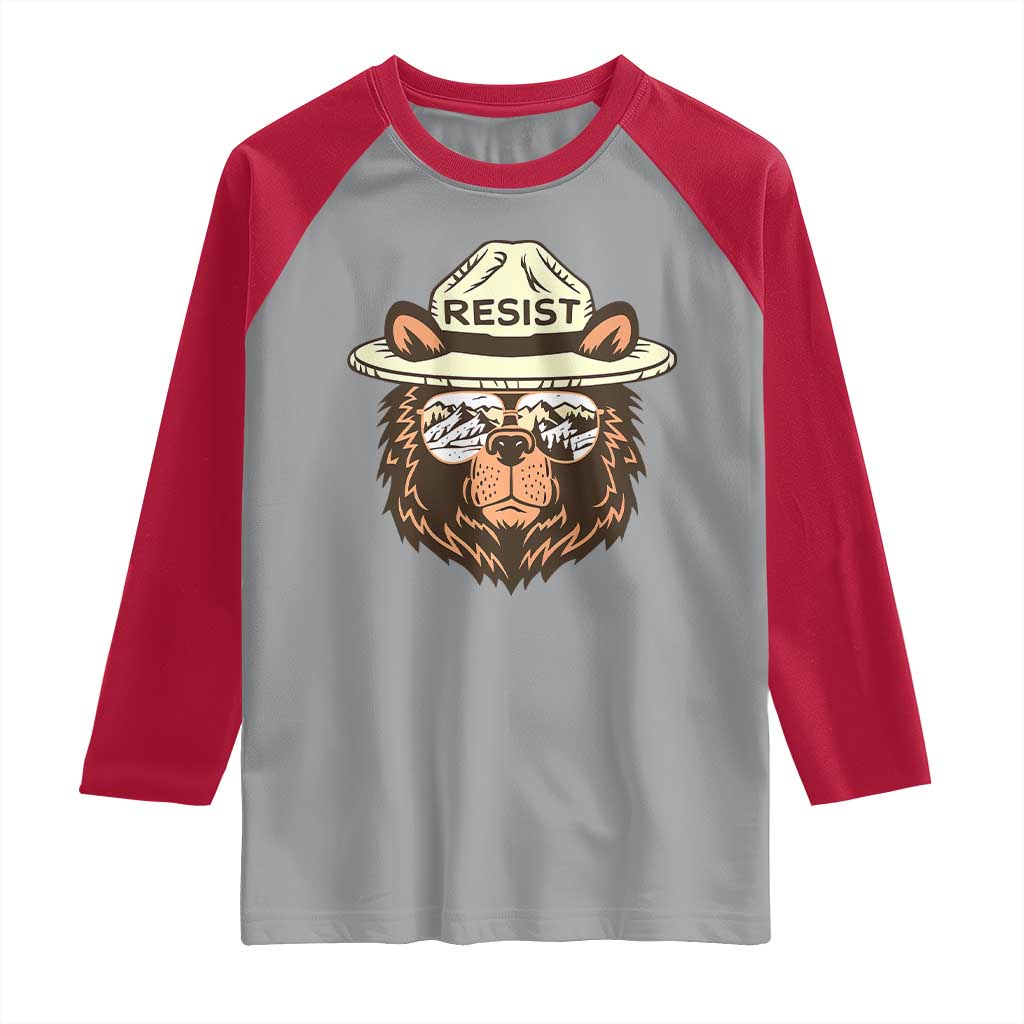 Resist Bear Retro Vintage Raglan Shirt