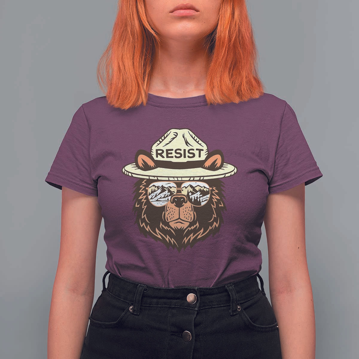 Resist Bear Retro Vintage T Shirt For Women