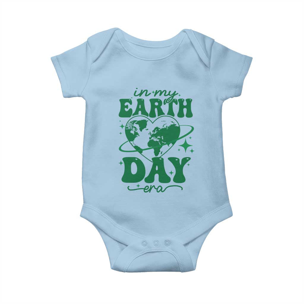 In My Earth Day Era Baby Onesie Cute Groovy Planet Heart