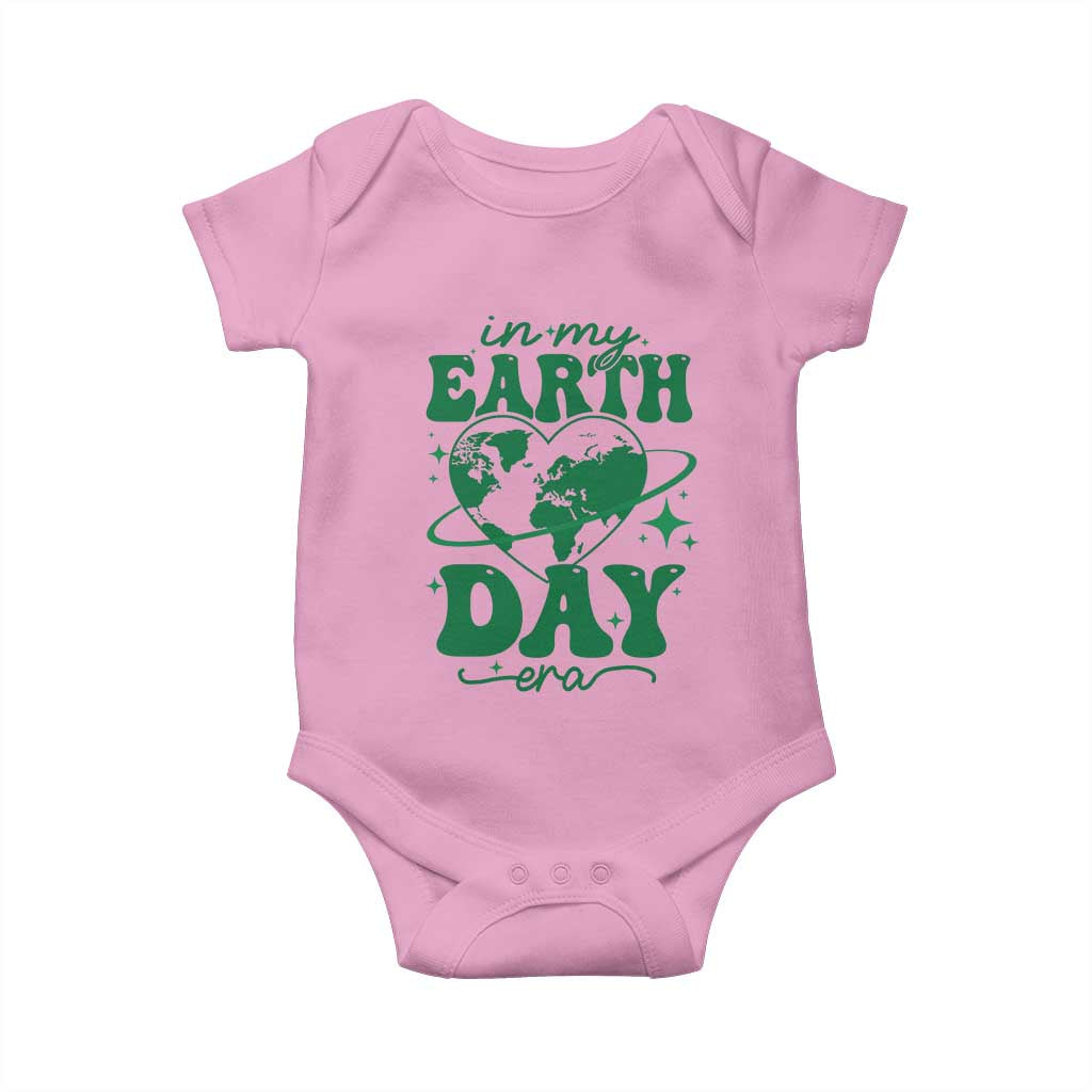 In My Earth Day Era Baby Onesie Cute Groovy Planet Heart
