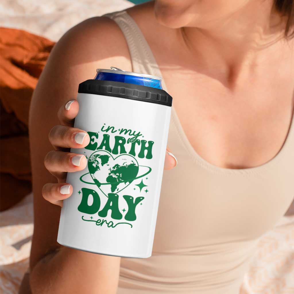 In My Earth Day Era 4 in 1 Can Cooler Tumbler Cute Groovy Planet Heart