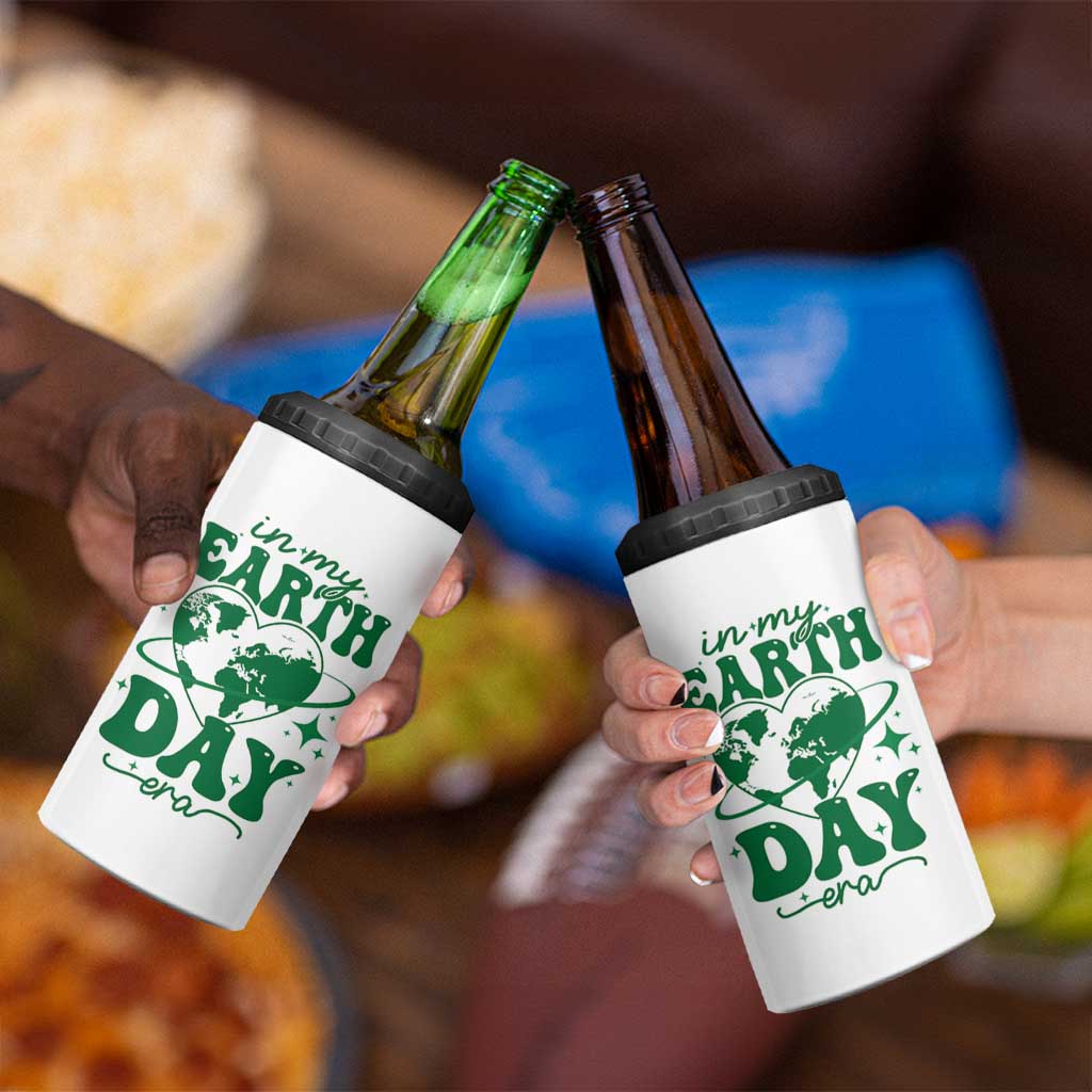 In My Earth Day Era 4 in 1 Can Cooler Tumbler Cute Groovy Planet Heart