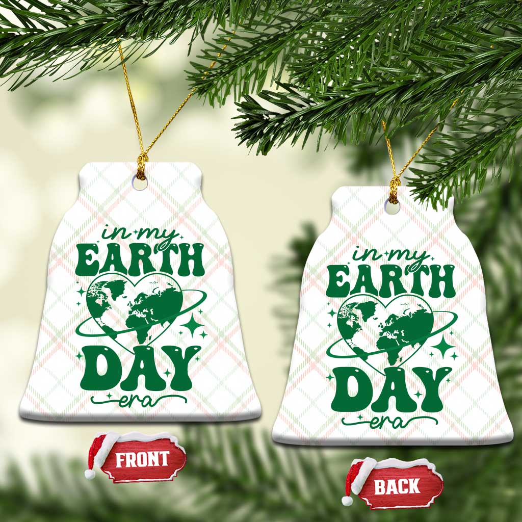 In My Earth Day Era Ceramic Ornament Cute Groovy Planet Heart - Wonder Print Shop
