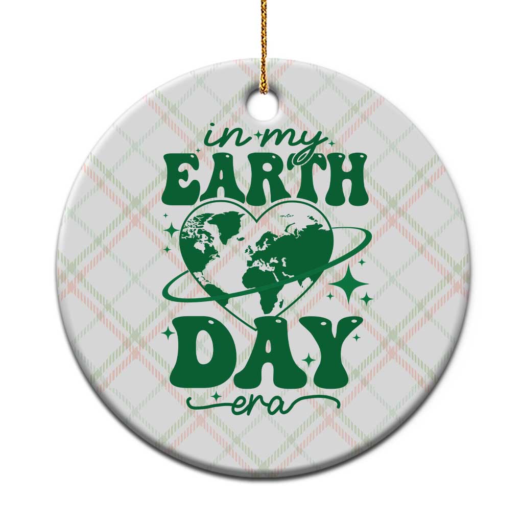 In My Earth Day Era Ceramic Ornament Cute Groovy Planet Heart - Wonder Print Shop