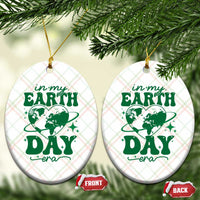 In My Earth Day Era Ceramic Ornament Cute Groovy Planet Heart - Wonder Print Shop