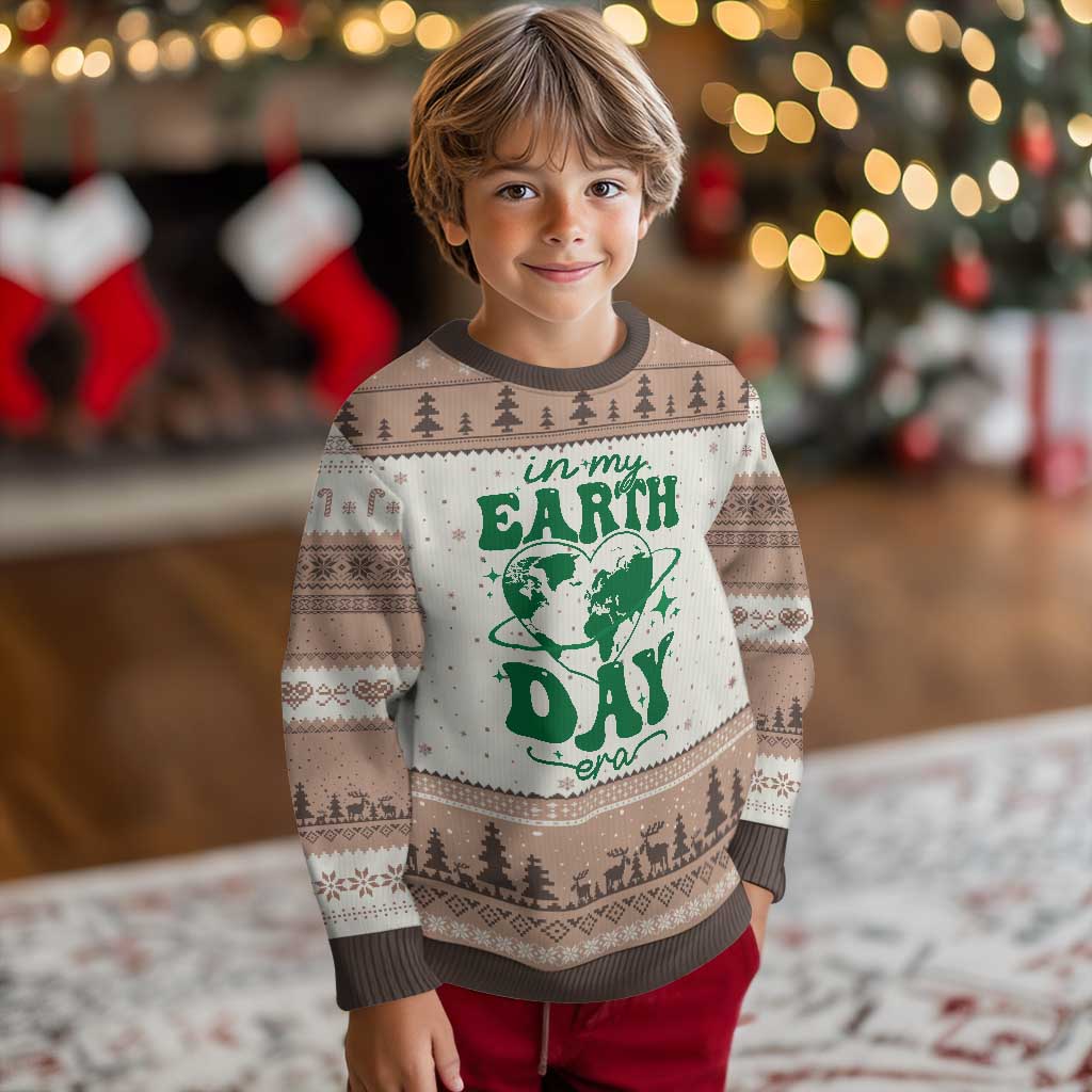 In My Earth Day Era Ugly Christmas Sweater Cute Groovy Planet Heart - Wonder Print Shop